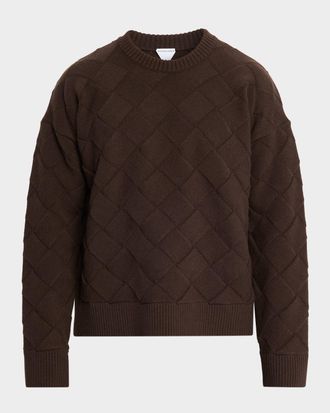 Bottega Veneta Mens Intrecciato Wool Knit Crewneck Sweater