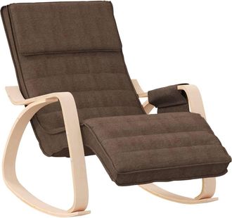 vidaXL Silla Mecedora De Tela Marr&oacute;n Oscuro Vidaxl