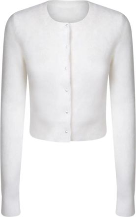 Maison Margiela Witte Angora Cardigan Sweater - Dames - Vesten - Wit - XS - Wol - Truien & Vesten