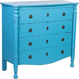 Wanderlust Deco Wanderlust Deco - Comoda de madera lacado azul envejecido de 4 cajones 100x40x90cmh cm