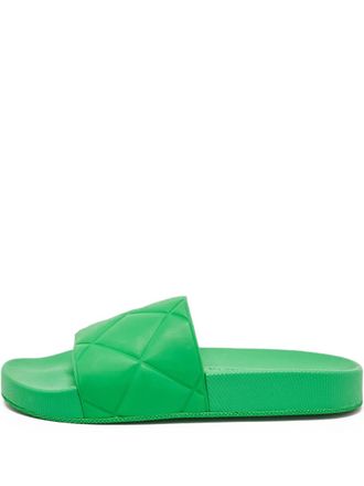 Bottega Veneta diamond-pattern slides - Green
