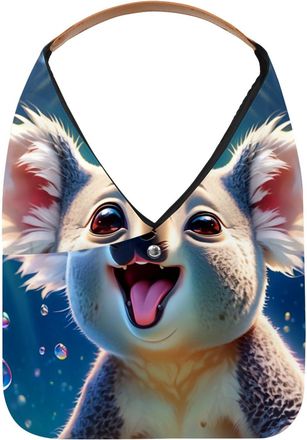 Generic Lovely Koala Swims Underwater Reusable Lightweight Grocery Bags - Foldable Into Compact Pouch, Washable & Sturdy, Multipurpose for Shopping and Travel