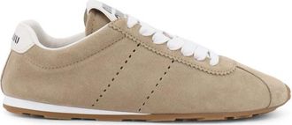 Miu Miu Plume Suede Sneakers - Dames - Sneakers - Beige - 36 1/2 EU - Leer - Schoenen