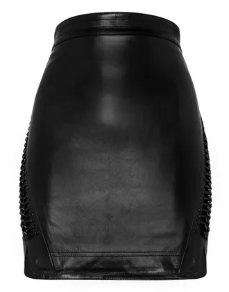 Philipp Plein Leather Skirt Short Crystal