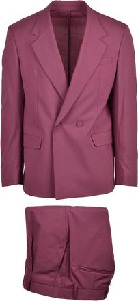 Mars&eacute;m Red Virgin Wool Polyester Elastane Men Suit