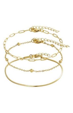 Adornia Set of 3 Assorted Chain Bracelets in Gold at Nordstrom Rack