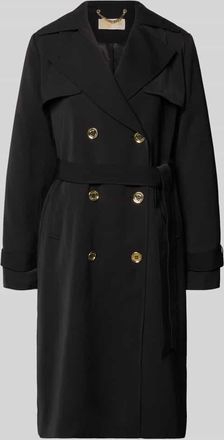 Michael Kors Zweireihiger Trenchcoat mit Bindeg&uuml;rtel in Black, Gr&ouml;&szlig;e XL