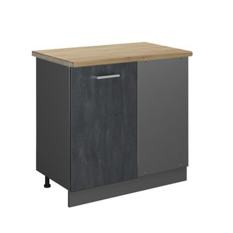 Vicco Armario De Esquina R-line, Hormig&oacute;n Negro, 86 Cm Et Roble