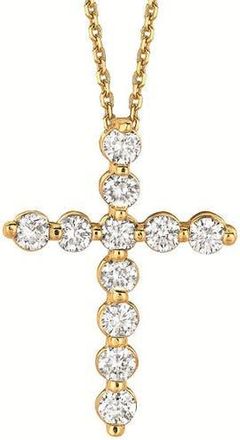 Allurez Lab Diamond Cross Pendant Necklace in 14k in 1.01Ct/yellow Gold at Nordstrom, Size 18