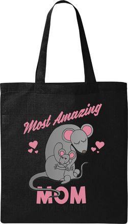 Generic Most Amazing Mom Cute Mice Art Natural Ecological Cotton Tote Bag Black