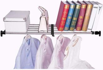 OEM Barra Extensible De Metal Ajustable Para Estantes De Armario, Cocina Y Ba&ntilde;o, Color Negro, 50-80 Cm