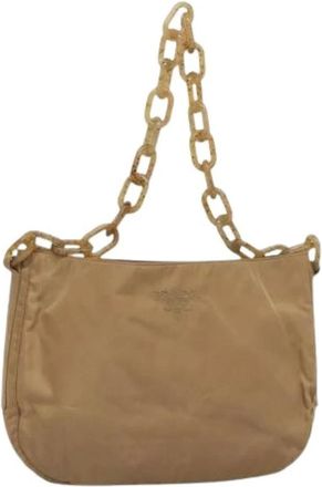 Prada Pre-owned Shoulder Bags, female, Beige, Size: ONE SIZE Pre-owned Vintage Nylon Shoulder Bag