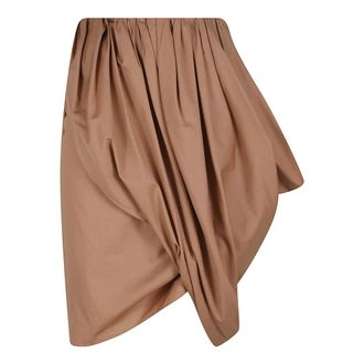 Chlo&eacute; Short Skirts, female, Brown, Size: XS Knee-length Wrap Skirt in Cotton Poplin