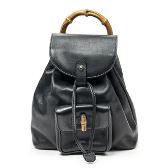 Gucci Pre-owned Womens Mini Bamboo Backpack - Black - One Size