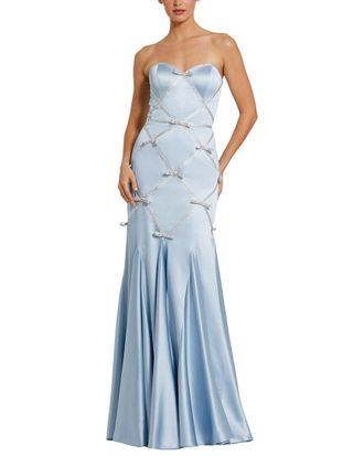Mac Duggal Strapless Satin Mermaid Gown With Bow Details
