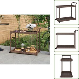 vidaXL The Living Store Carrello da Bar Marrone 100x45x83 cm in Polyrattan - Carrello da cucina