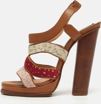 N&deg;21 Size 40.5 Beige Patent Leather And Satin Peep Toe Ankle Strap Sandals