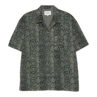 Carhartt Work in Progress Carhartt Wip, Short Sleeve Shirts, male, Gray, Size: XL S/S Snake Camo Shirt