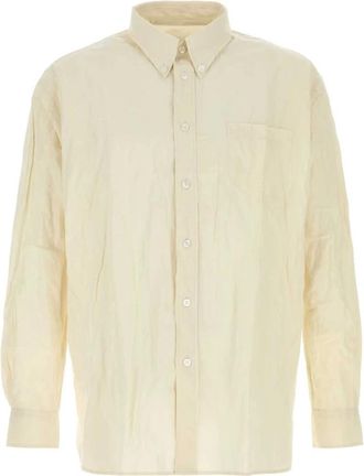 Willy Chavarria Cream Poplin Shirt - Heren - Casual Overhemden - Geel - S - Katoen - Overhemden