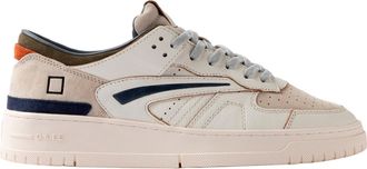 D.A.T.E. Perforated Suede Low-Top Sneakers with Colorblock Design