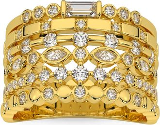 Pompeii3 1Ct Stackable Diamond Ring Gold Lab Grown 12mm Wide