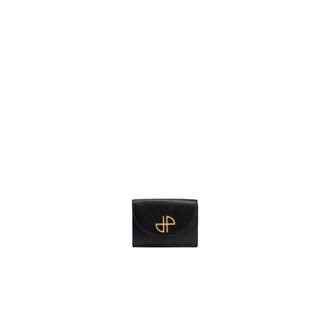 Patou Wallets & Cardholders, female, Black, ONE SIZE, Black Leather Wallet with Gold Details