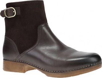 Dansko Womens Monique Bootie In Chocolate Burnished Calf Boot