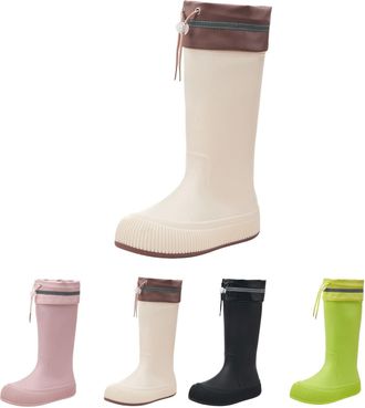 Generic Wellington Womens Mid Calf Wellies Rain Boots Comfortable Plush Lined Chelsea Booties Garden Boots Ladies Outdoor Waterproof Anti-Slip Rain Shoes with