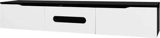 STILVORA Mueble Tv Con 3 Puertas Y Led 16 Colores, Montaje En Suelo O Pared, Brillo Negro Y Blanco, 180&times;35&times;30 Cm, Mdf