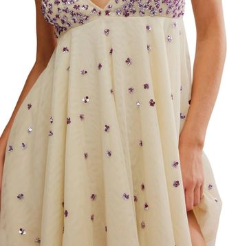 Free People Noel Shine Mini Dress In Bone White Combo