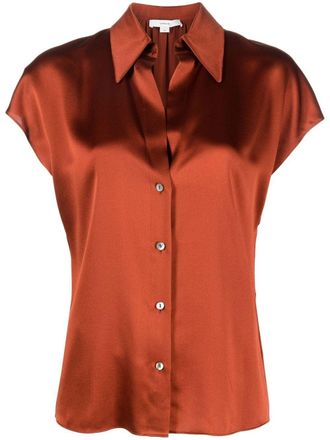 Vince cap-sleeve silk shirt - Orange