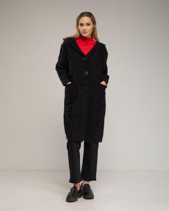 Tantra Dikke gebreide jas met bloempatroon