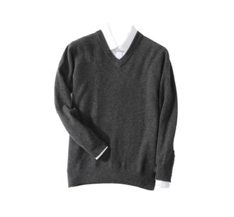 Generic Men 100 Percent Cashmere Sweater Men Pullover Warm Classic V-Neck Sweaters Male Long Sleeve Knitted Jumper Jersey