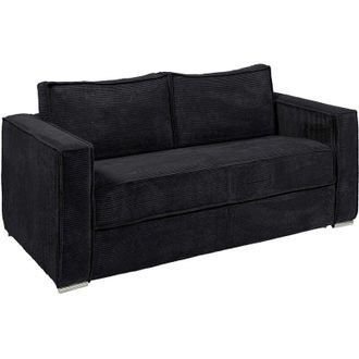Vente-Unique Divano letto 4 posti express in velluto a coste nero Letto con doghe larghe 160 cm Materasso 22 cm con memory foam - LORETO