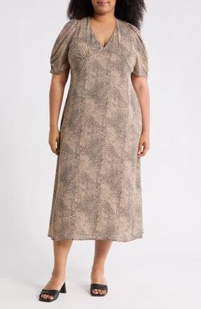 Renee C V-Neck Short Sleeve Maxi Dress in Taupe at Nordstrom Rack, Size 3 X