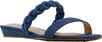 Draper James Chambray Braided Ellie Sandals Dark Blue ELLIE-401 Womens