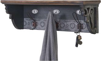 Hhg Hhg - Nunca Usado] Perchero De Pared 078, Gancho De Pared, Madera Maciza De Abeto Vintage 22x60x18cm