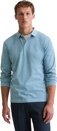 Marc O'Polo Langarm-Poloshirt MARC OPOLO, Herren, Gr. XL, blau dawn, Jersey, Obermaterial: 100% Baumwolle, Shirts Langarm-Poloshirt, im Washed-Look