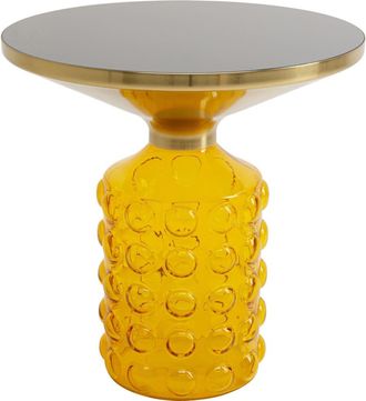 Kare Design Mesa auxiliar amarillo &oslash;50 cm de vidrio multicolor
