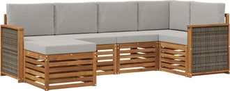 vidaXL Conjunto De Sof&aacute;s De Exterior 5 Uds. Natural Y Gris Claro Vidaxl