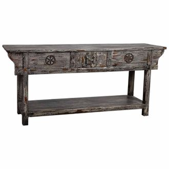 Wanderlust Deco Wanderlust Deco - Recibidor De Madera Acabado Artesanal Envejecido Blanco 181x45x80