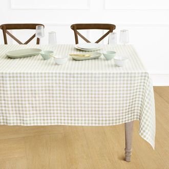 Solino Home Linen Tablecloth for Dining Table, Holiday and Everyday Table Decor - Gingham Check in Sage at Nordstrom, Size X-Large