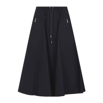 Moncler Midi Skirts, female, Blue, Size: 2XS Drawstring Skirt