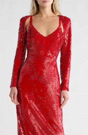 L'agence Rocco Sequin Shrug in Red Sequin at Nordstrom Rack, Size Small