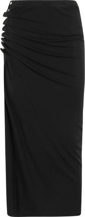 Paco Rabanne Zwarte Gedrapeerde Lange Rok - Dames - Maxi Rokken - Zwart - M - Rokken