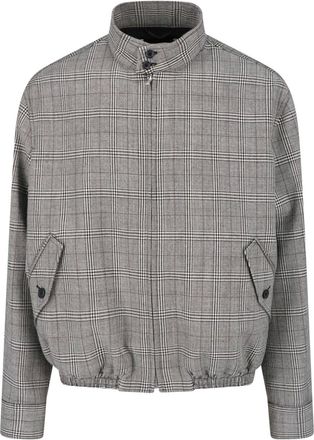 Marni Cropped Checkered Virgin Wool Jacket with Stand Collar