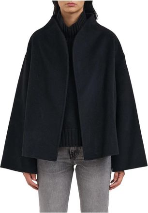 Soft Goat Korte Jas - Dames - Ponchos - Zwart - S - Wol - Jassen