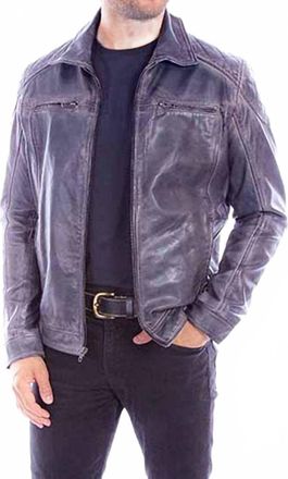 Scully Washed Lamb Leather Jacket In Vintage Grey