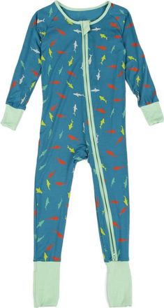 Leveret Viscose Matching Family Holiday Pajama Sleeper, Reindeer & Polar Bear Prints in Fish at Nordstrom, Size 12-18M