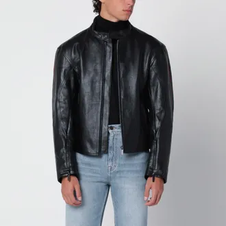 Gucci Giacca biker nera in pelle di vitello